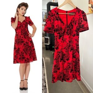 Voodoo Vixen Retro Glam Brittany Rose Print Dress